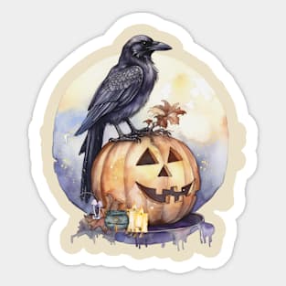 Raven on a Jack O Lantern Sticker